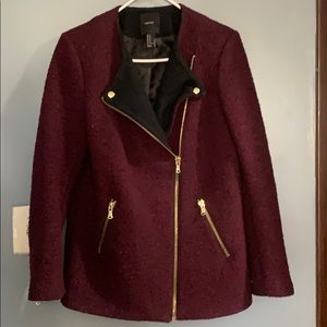 Maroon Wool Pea Walker Coat ❤️🖤💛